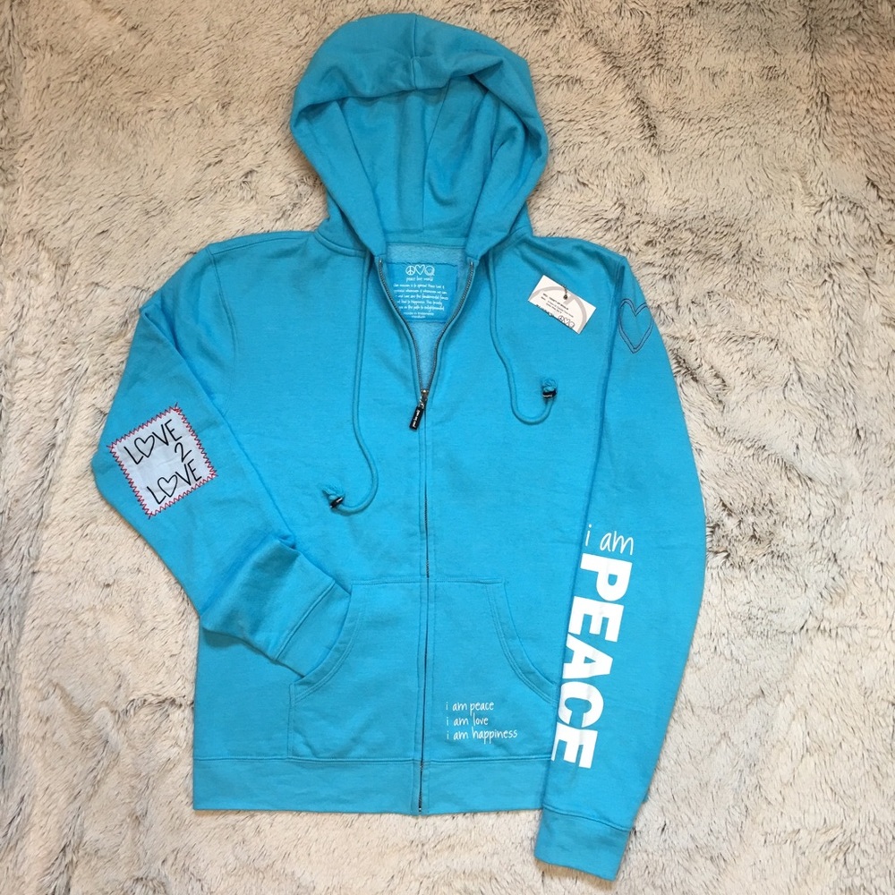 I AM PEACE L2L Turquoise Fleece Hoodie